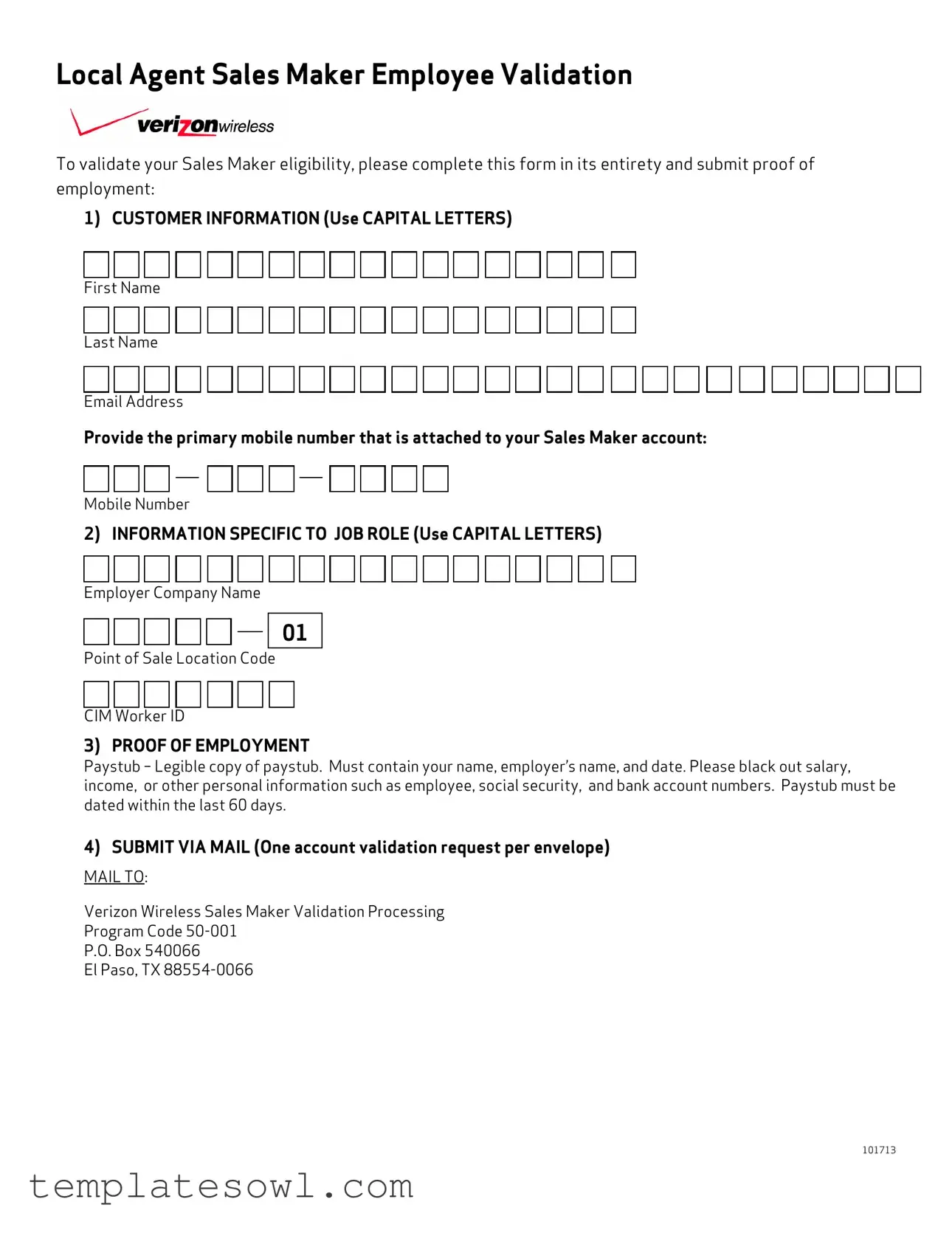 Fill Out Your Verizon Employee Validation Form