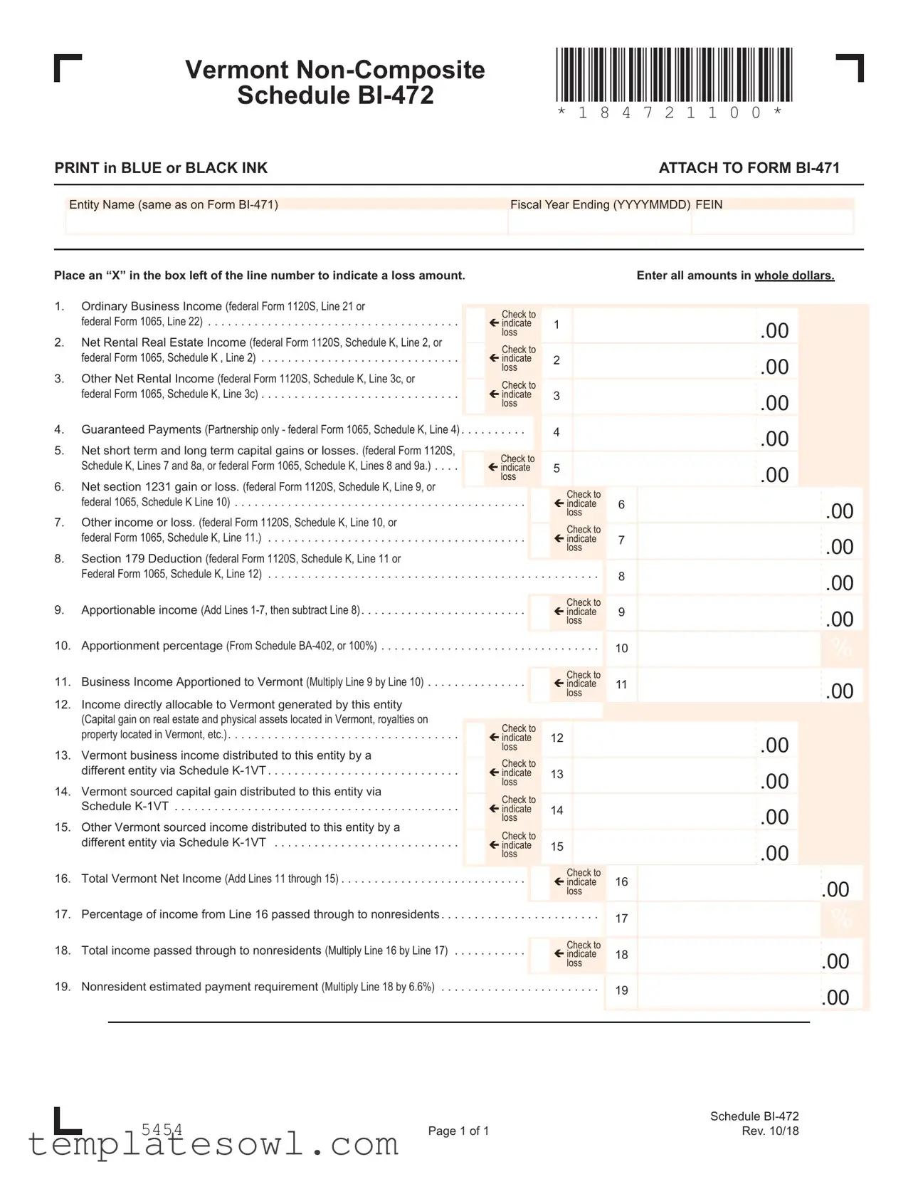 Fill Out Your Vermont Bi 472 Form