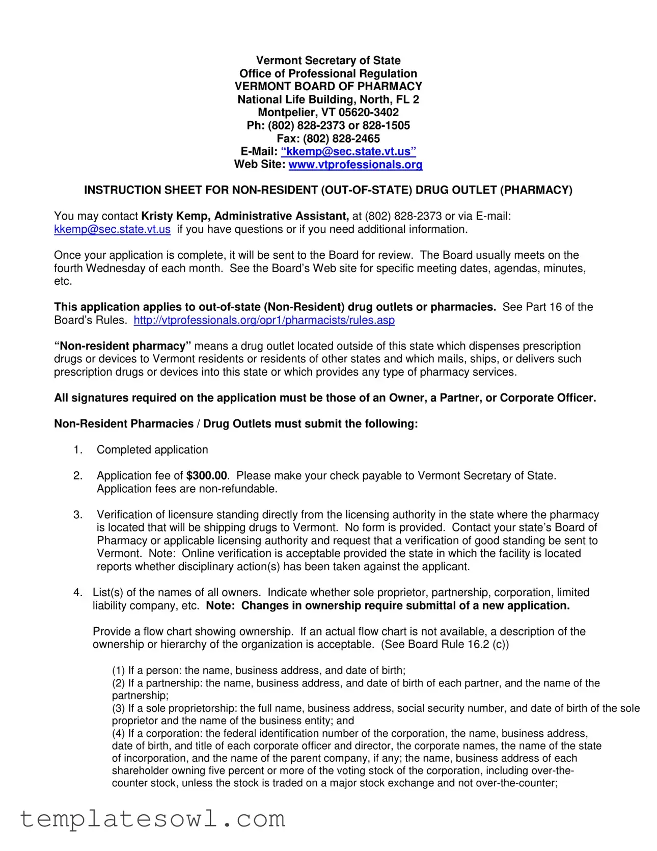 Fill Out Your Vermont Non Resident Pharmacy Form