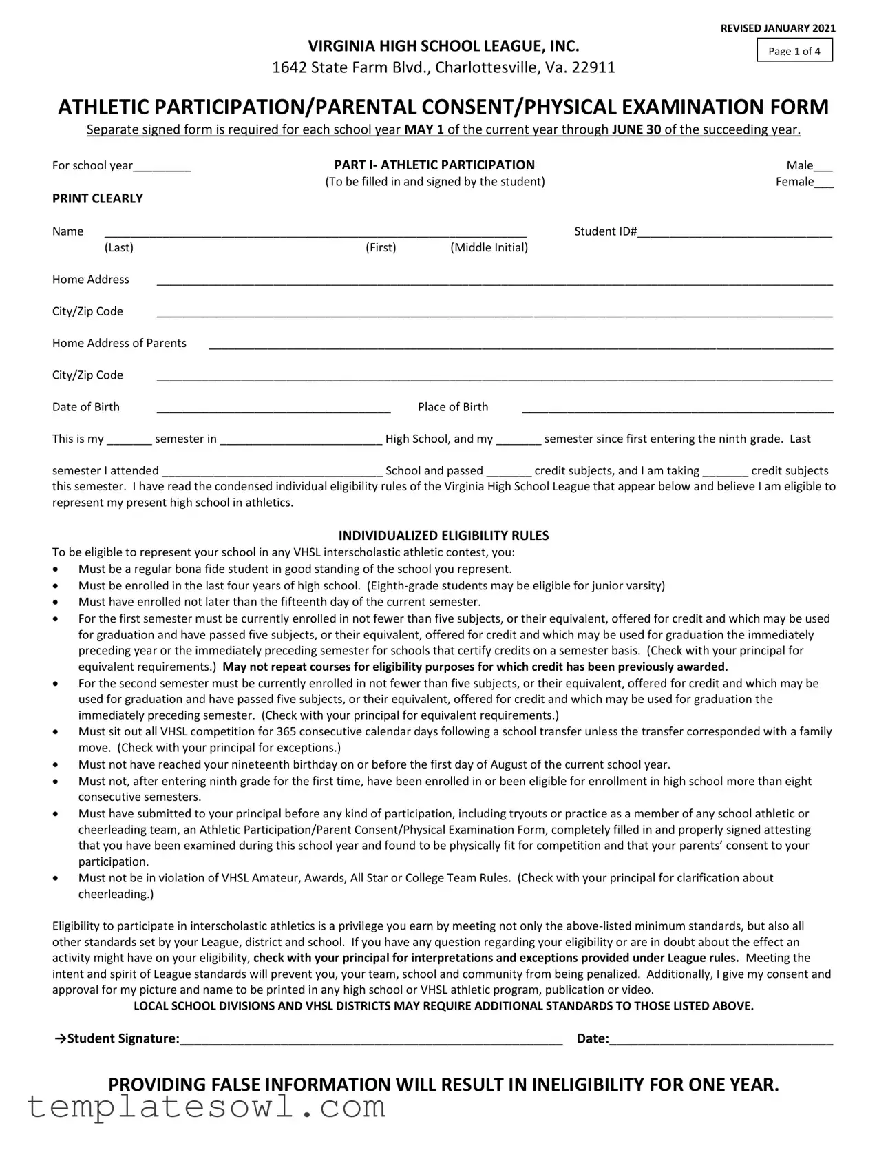 Fill Out Your Vhsl Physical Form