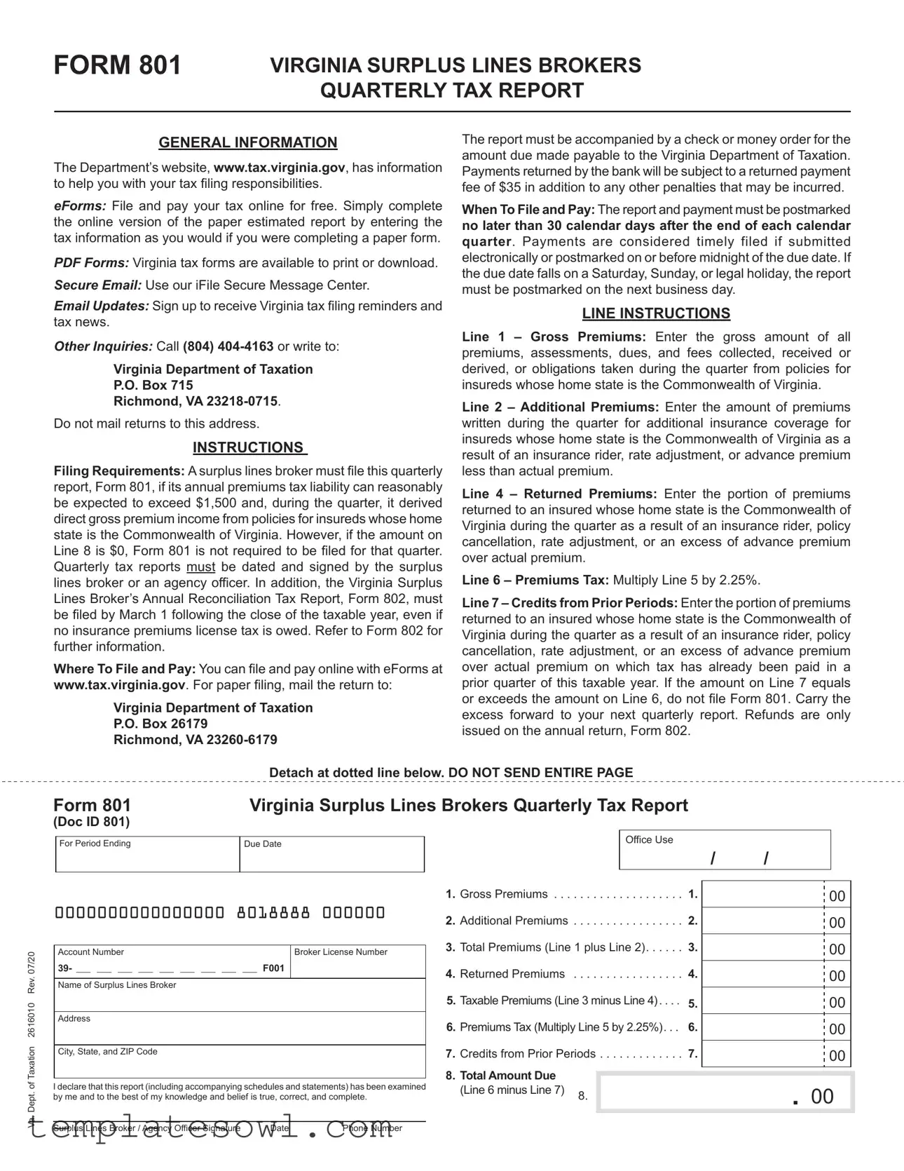 Fill Out Your Virginia 801 Form