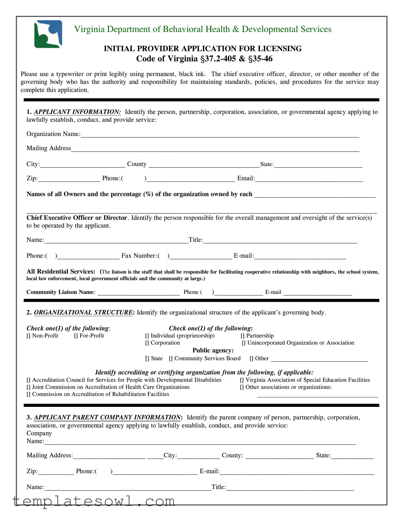 Fill Out Your Virginia Provider Application Form
