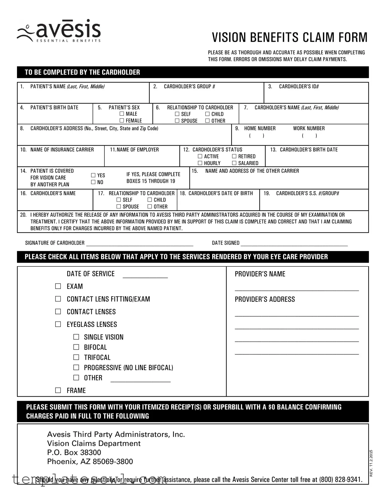 Fill Out Your Vision Benefits Claim Form