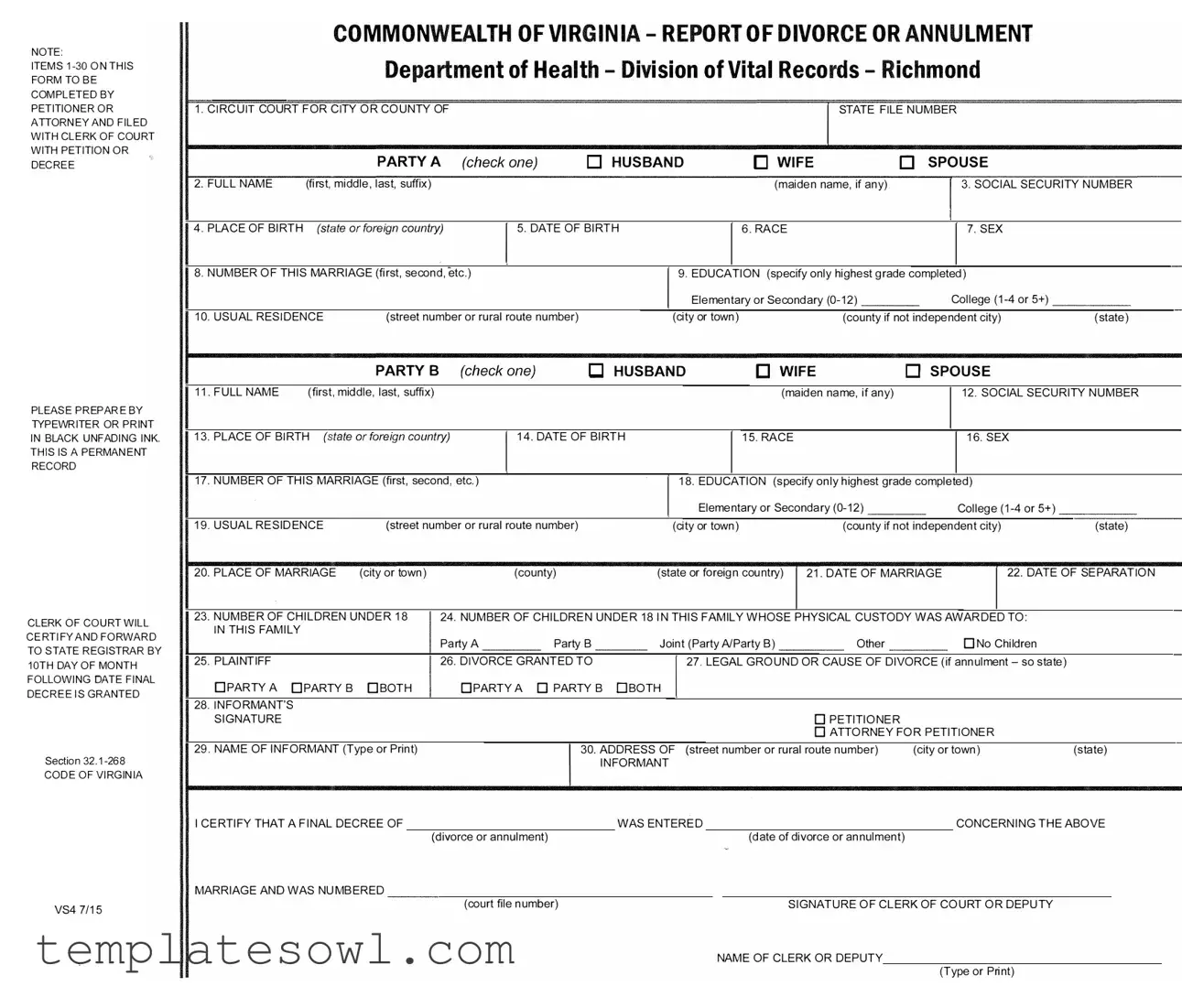 Fill Out Your Vs 4 Form