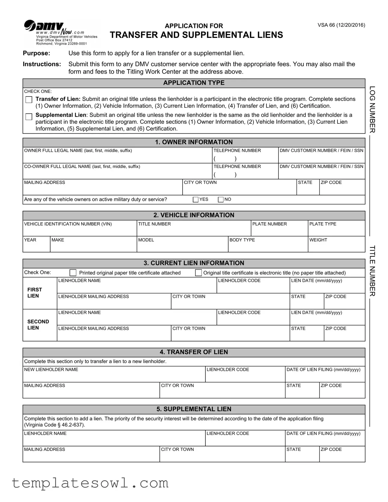 Fill Out Your Vsa 66 Form