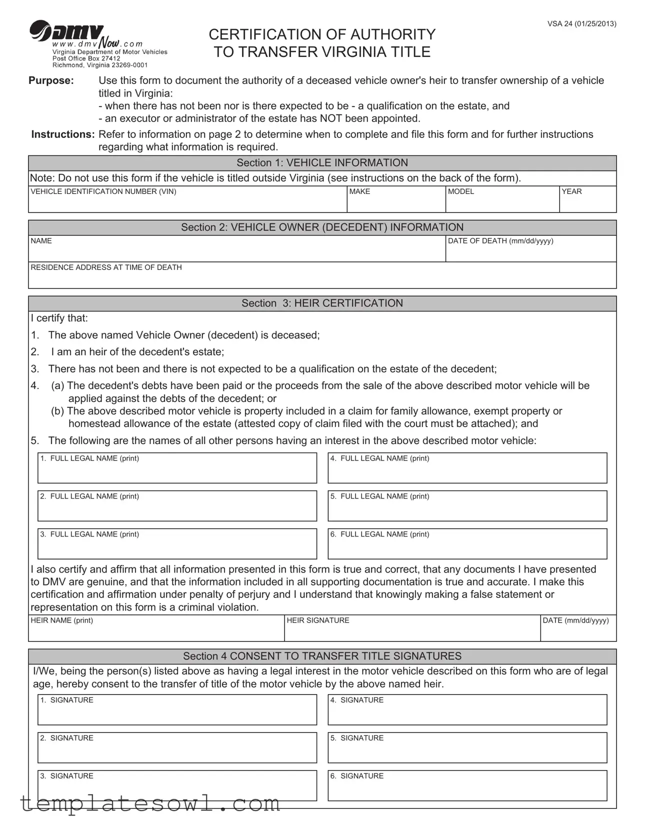 Fill Out Your Vsa24 Form