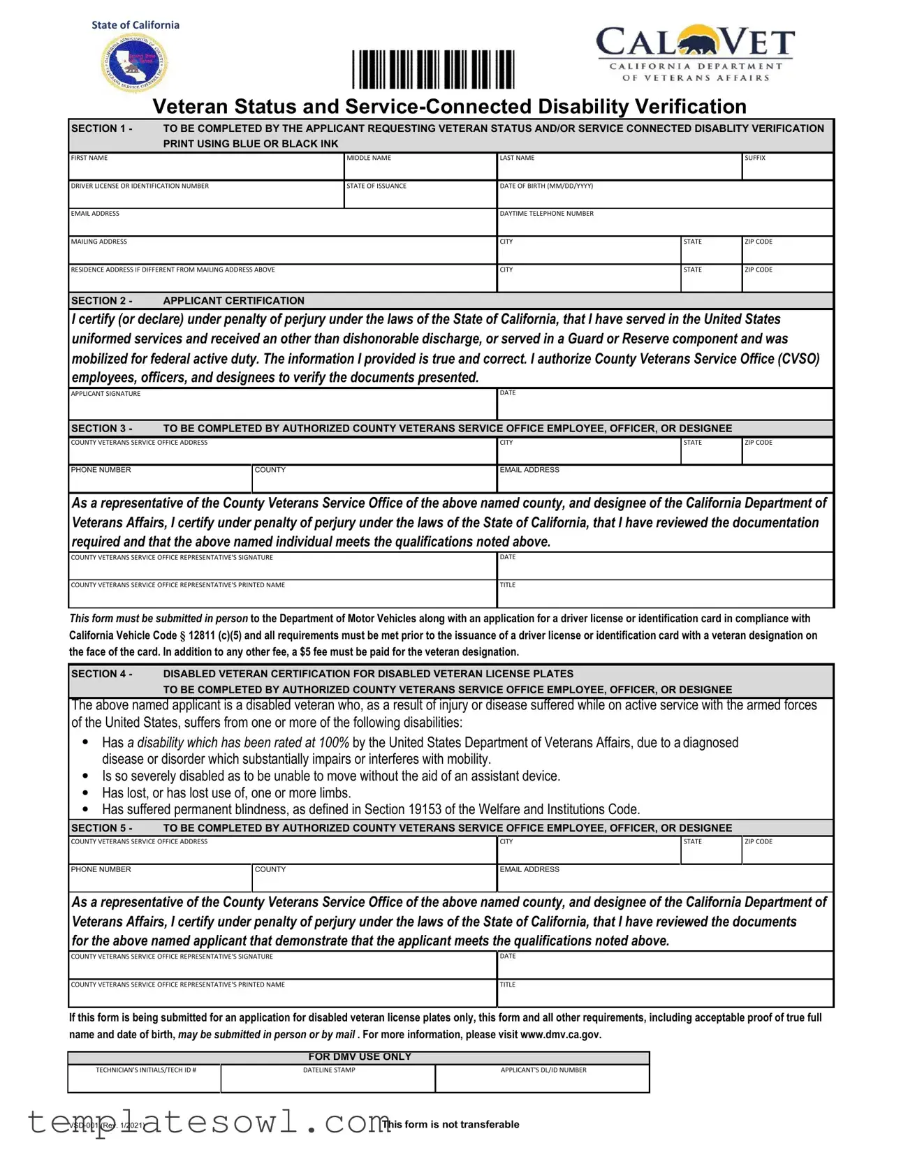 Fill Out Your Vsd 001 Form
