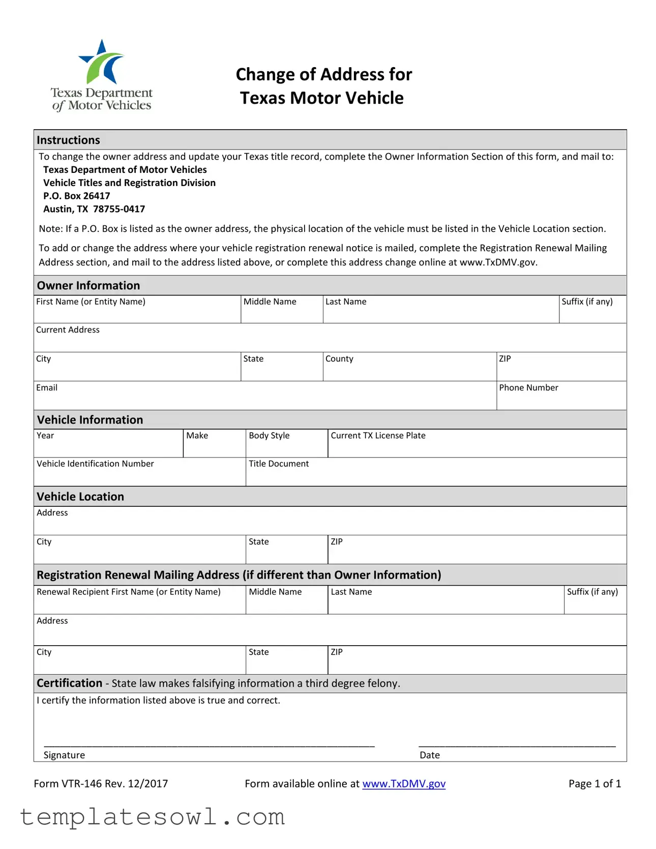 Fill Out Your Vtr 146 Form