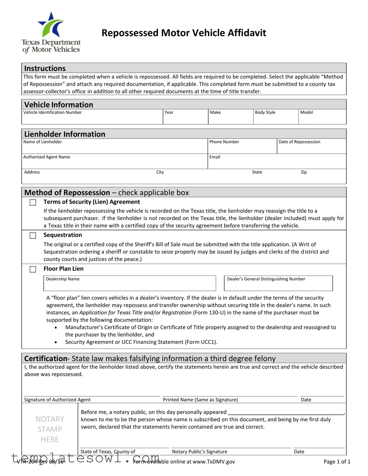 Fill Out Your Vtr 264 Form