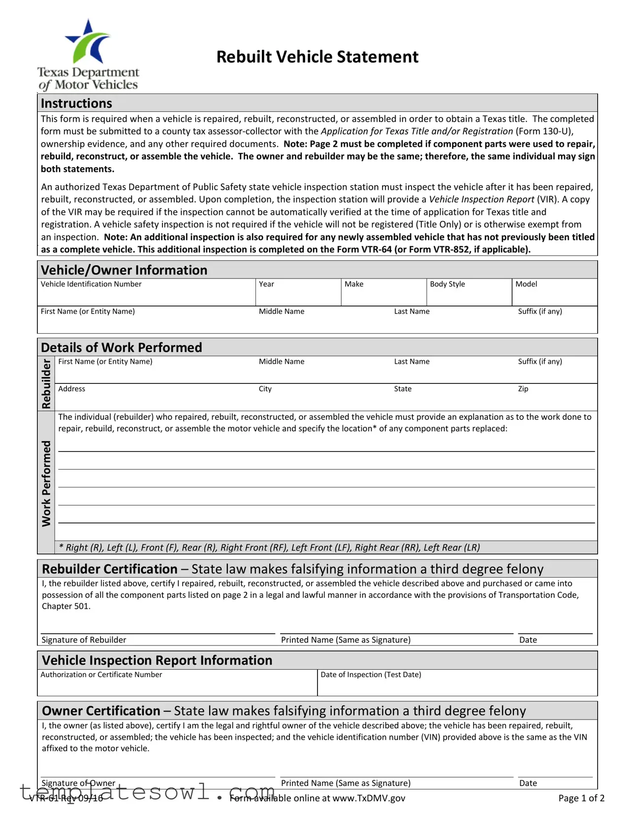 Fill Out Your Vtr 61 Form