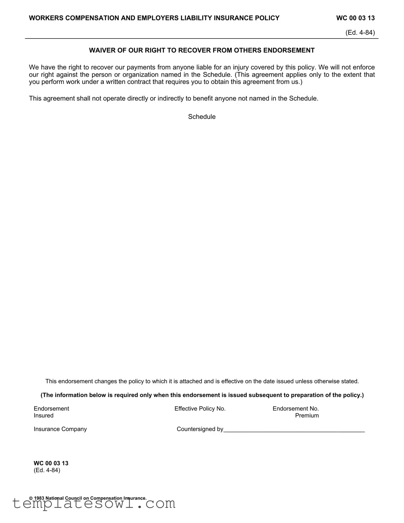 Fill Out Your Wc 00 03 13 Form