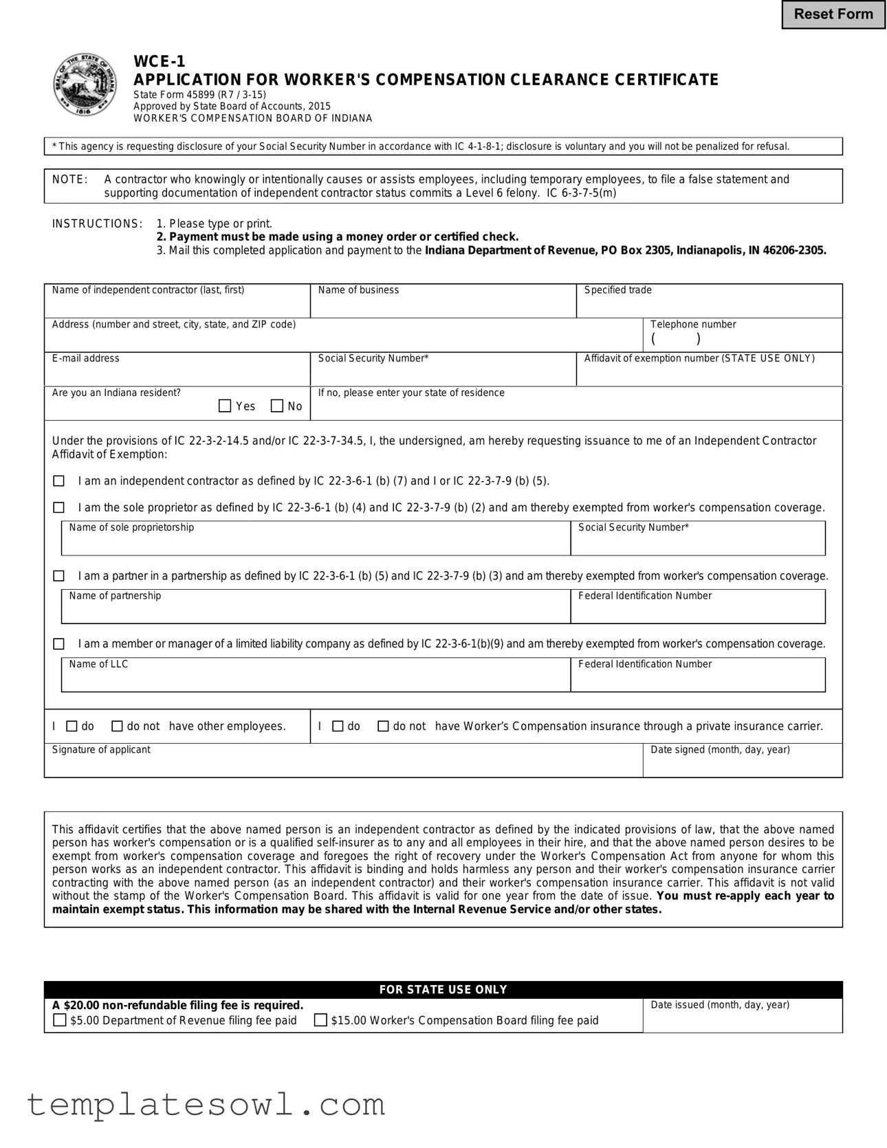 Fill Out Your Wce 1 Form