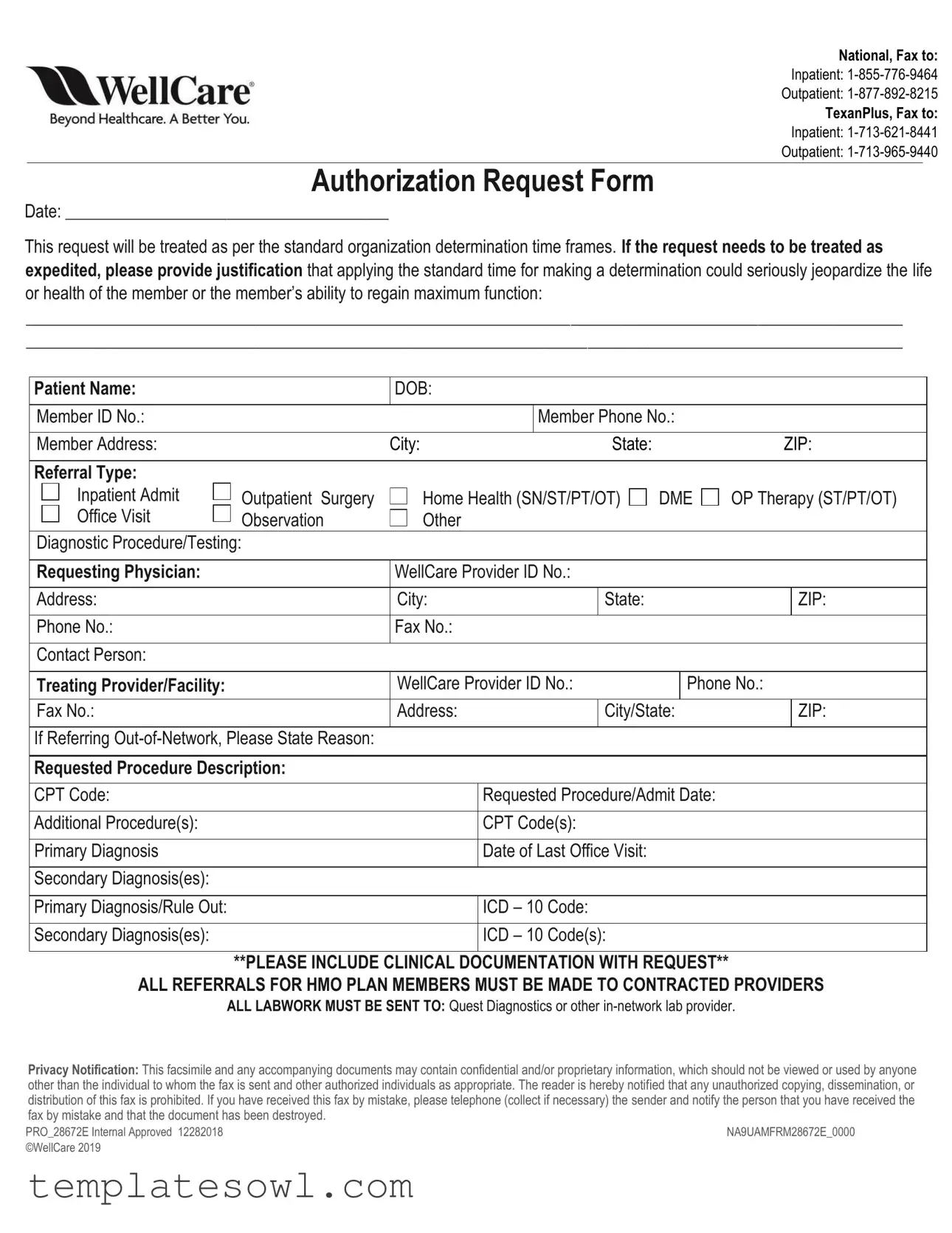 Fill Out Your Wellcare Prior Authorization Form