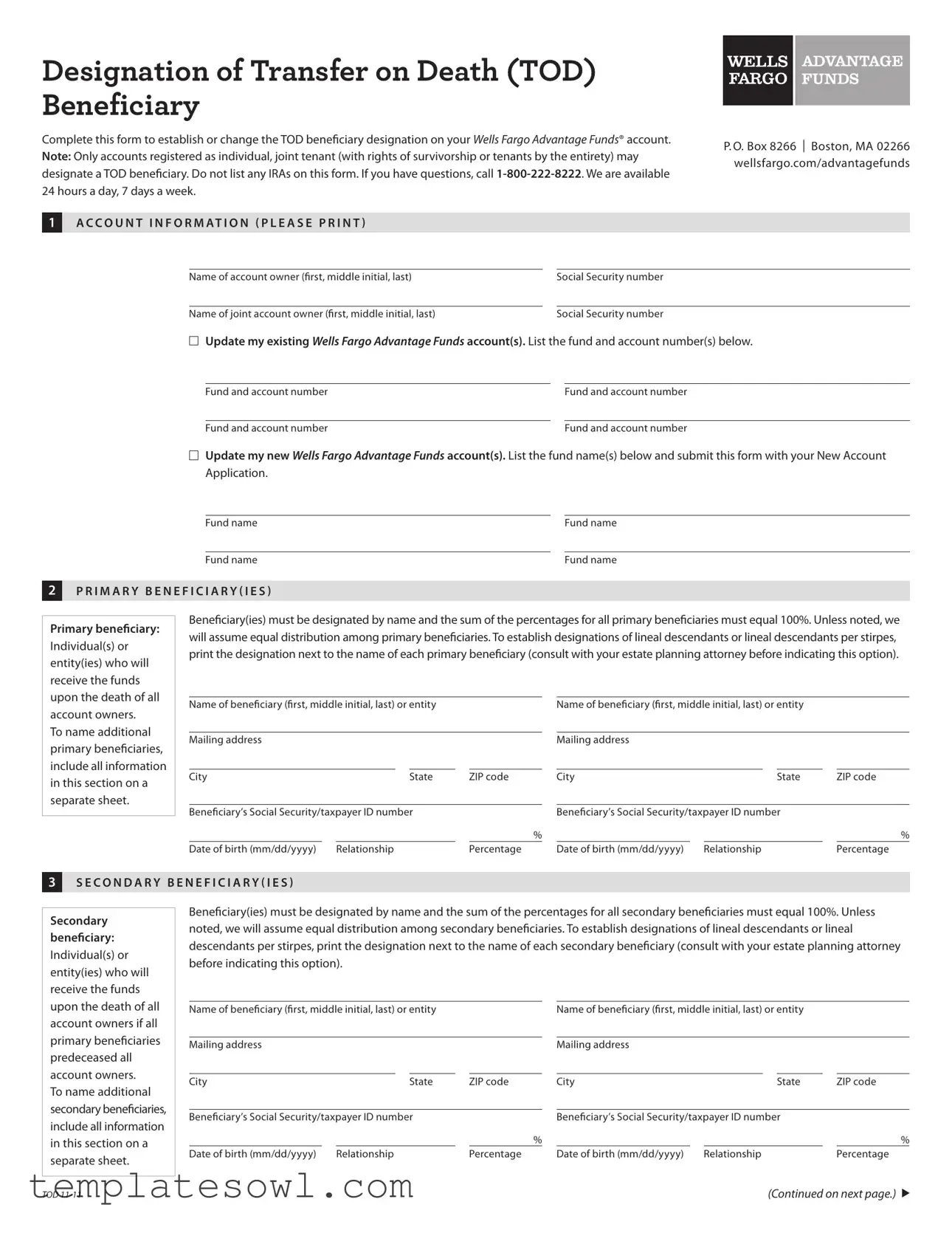 Fill Out Your Wells Fargo Checking Beneficiary Form