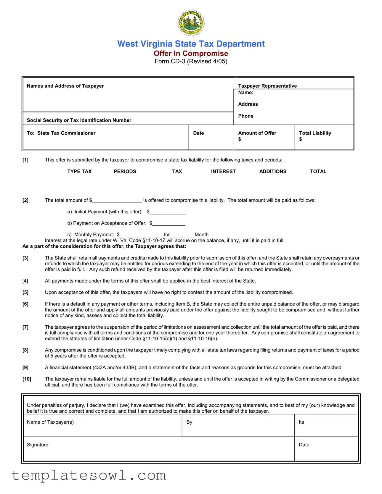 Fill Out Your West Virginia Cd 3 Form