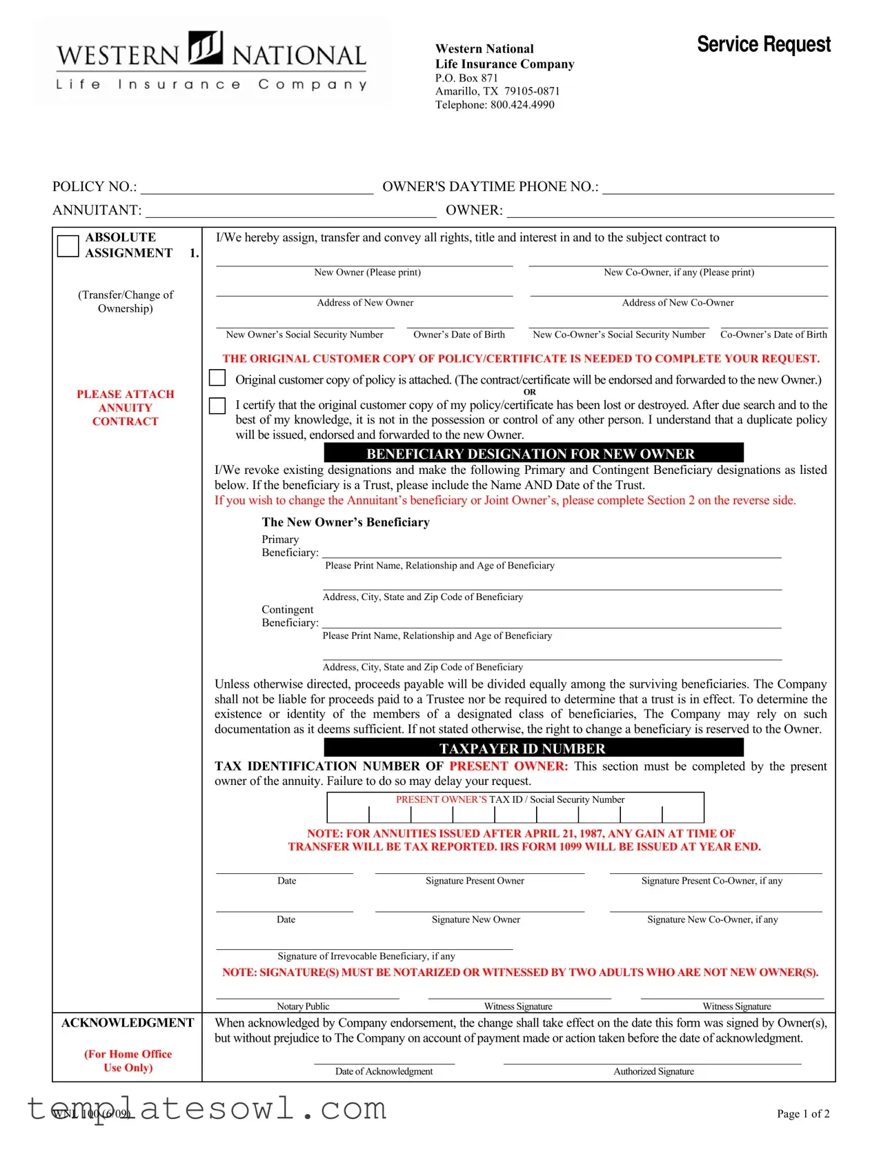 Fill Out Your Western National Insurance Form
