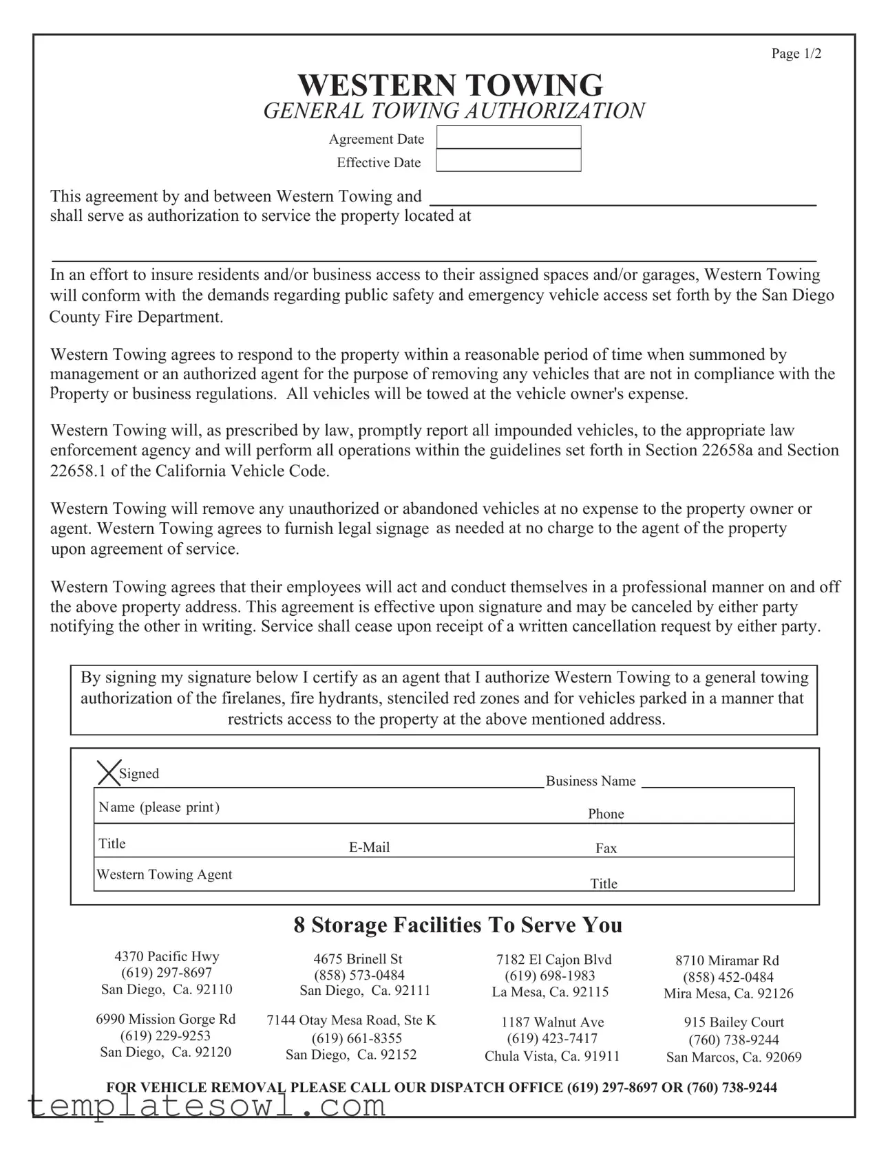 Fill Out Your Western Towing Form