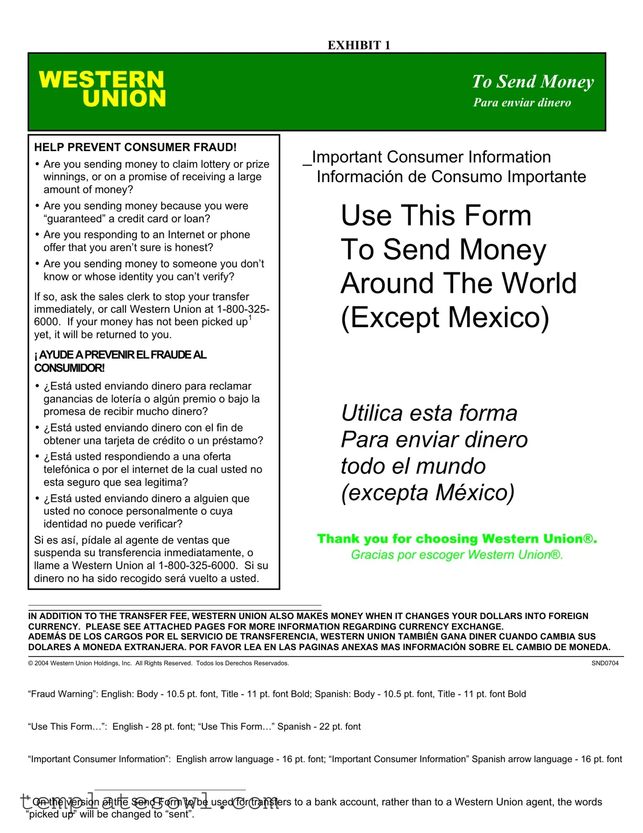 Fill Out Your Western Union Send Money Form