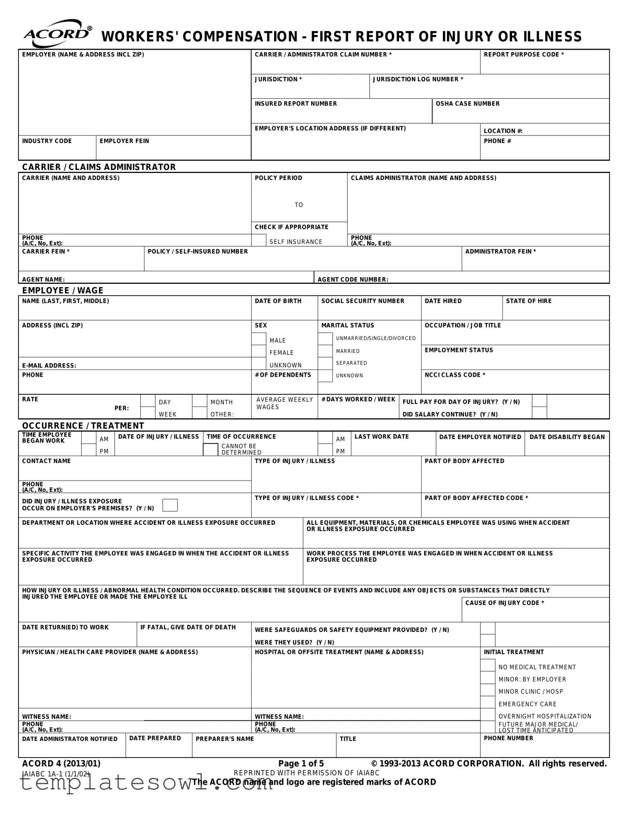 Fill Out Your Workers Compensation Injury Report Form