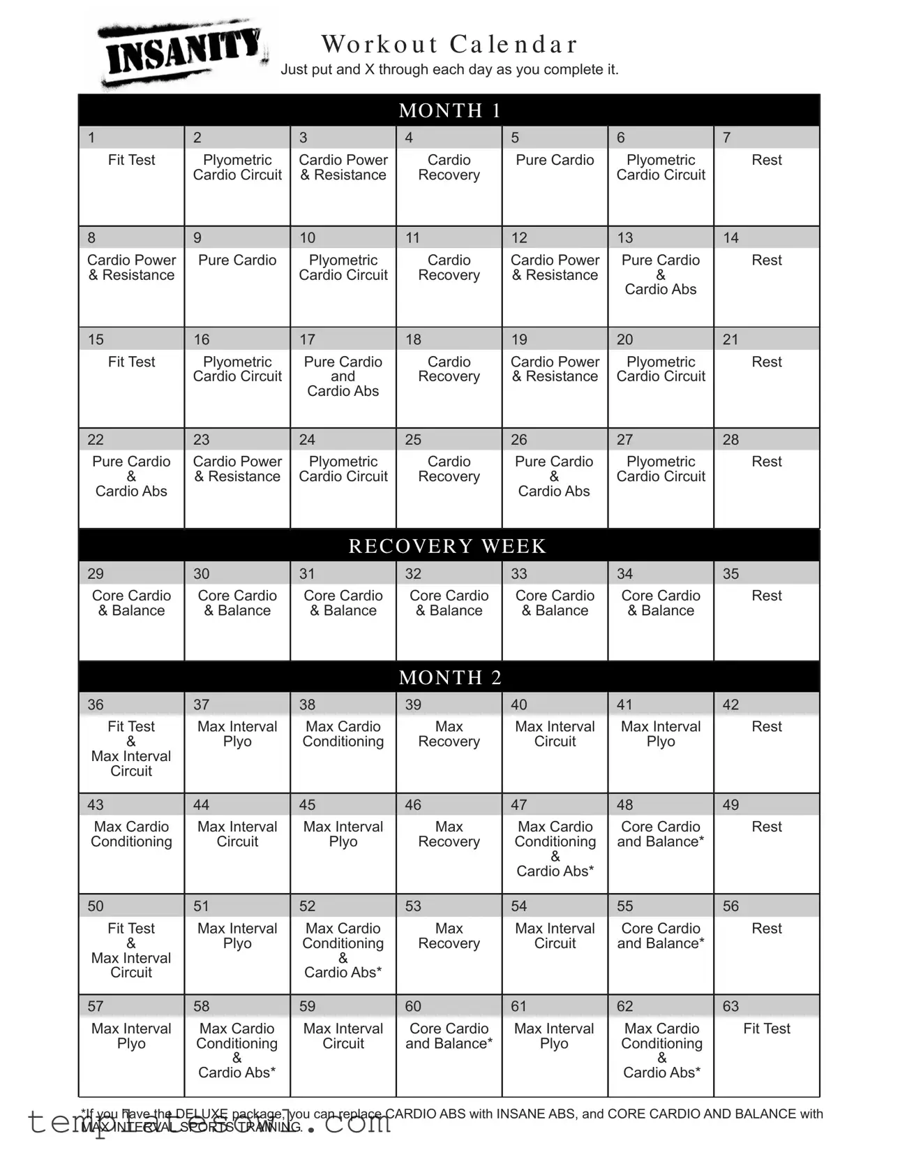 Fill Out Your Workout Calendar Form