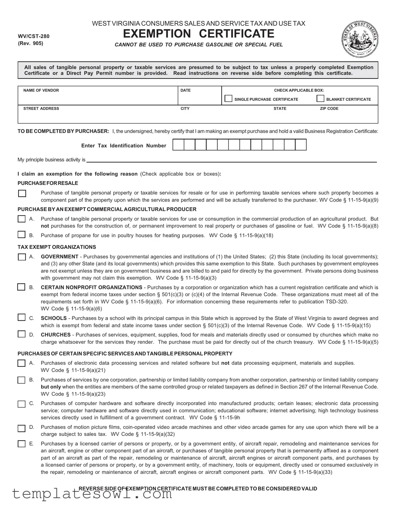 Fill Out Your Wv Tax Exempt Form