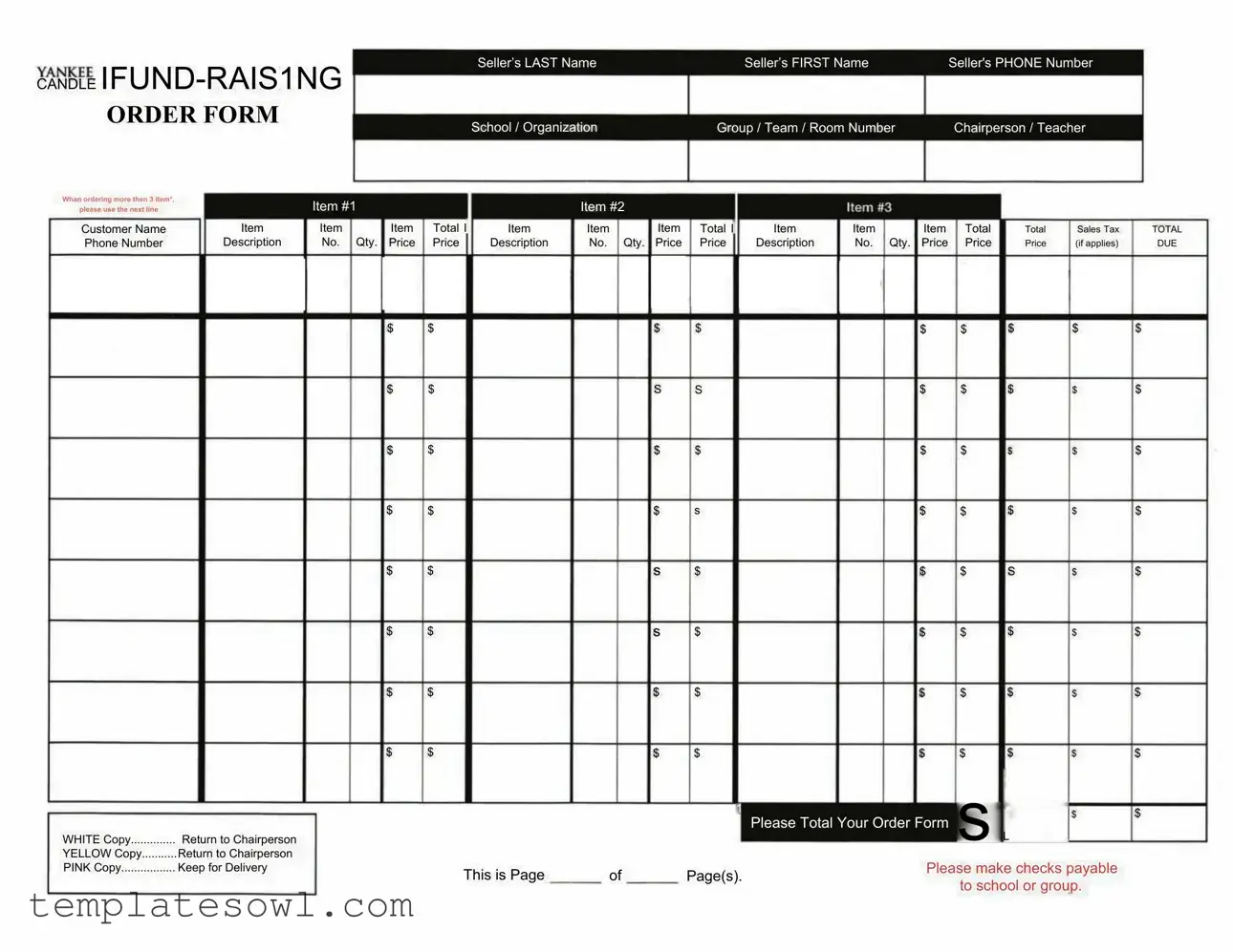 Fill Out Your Yankee Candle Order Form